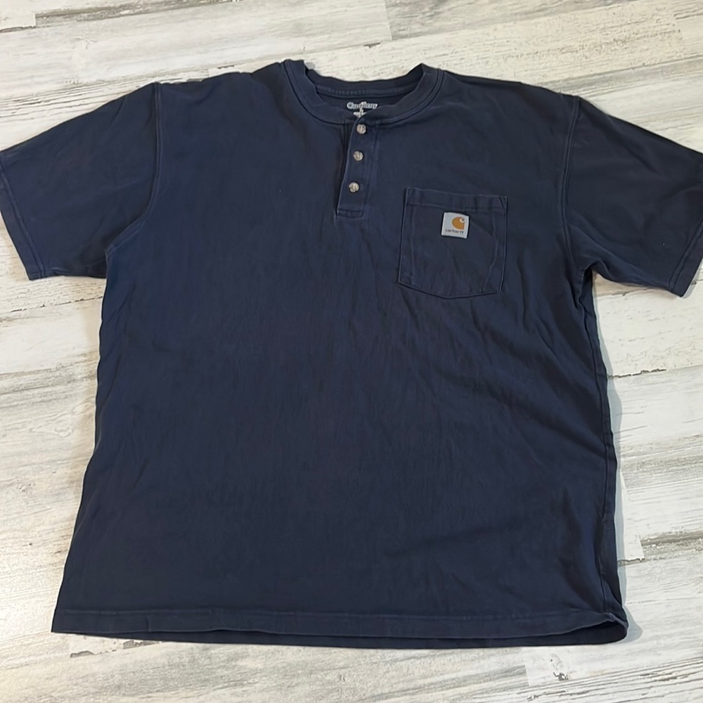 Carhartt Navy Short Sleeve Henley Pocket Tee